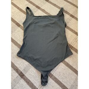 Skims Tank Top Bodysuit Blue Ribbed Women’s 4X Thong Square Neck